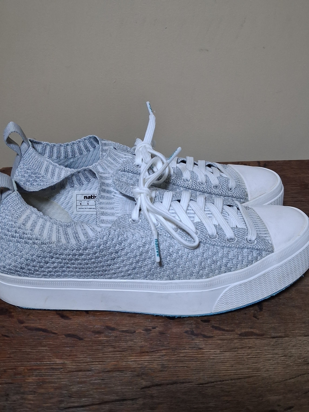 Native Jefferson 2.0 Liteknit Sneakers Unisex Mist Melange/White; Size 6M/7.5W